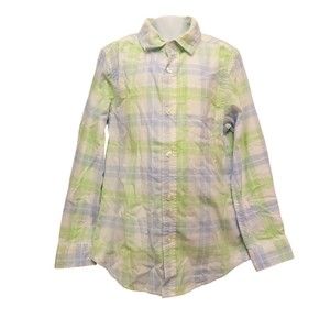 Cat & Jack Boy's Blue Green Plaid Long Sleeve Button Down Shirt  M (8/10) Easter